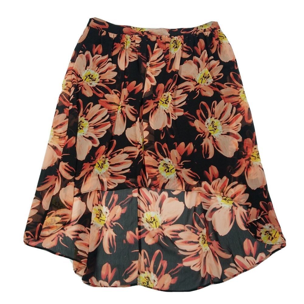 Worthington Classy Dressy Skirt ~ Sz 16 ~ Floral ~ Pink & Black ~ Above Knee